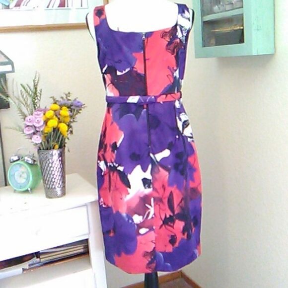 NWT T Tahari Red and Purple Dressy Dress - Picture 4 of 13